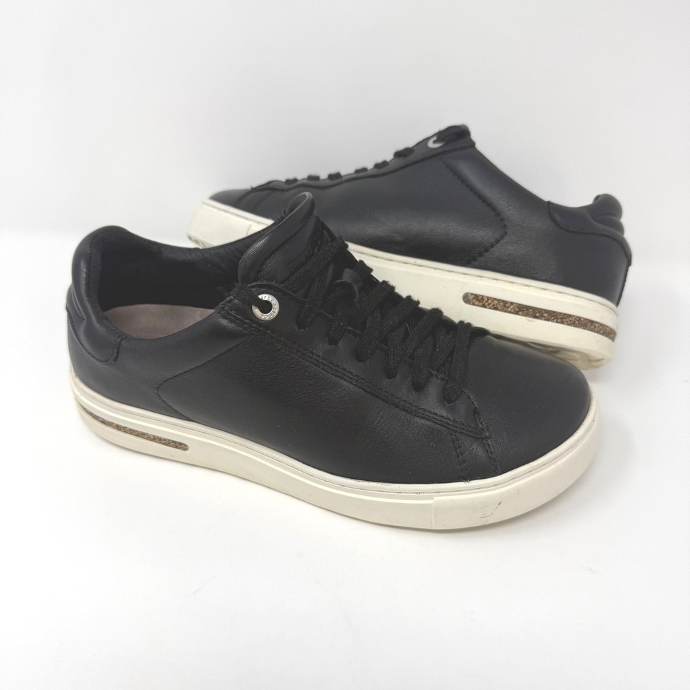 Birkenstock Bend Low Black Leather Sneakers Womens 37 L6 M4 Round Toe Lace Up
